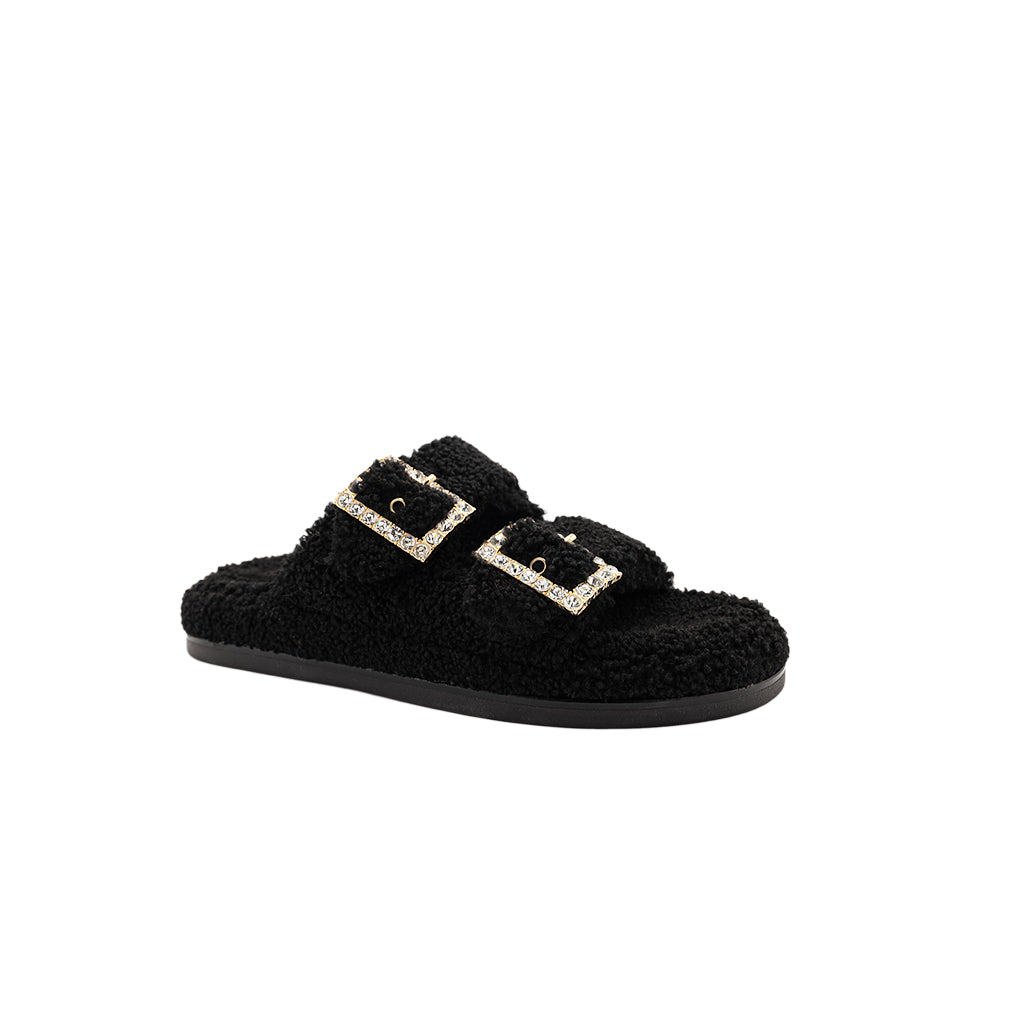 Greta - Black | Sandali in Teddy