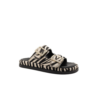 Greta - Zebra | Sandalias en Piel de Becerro