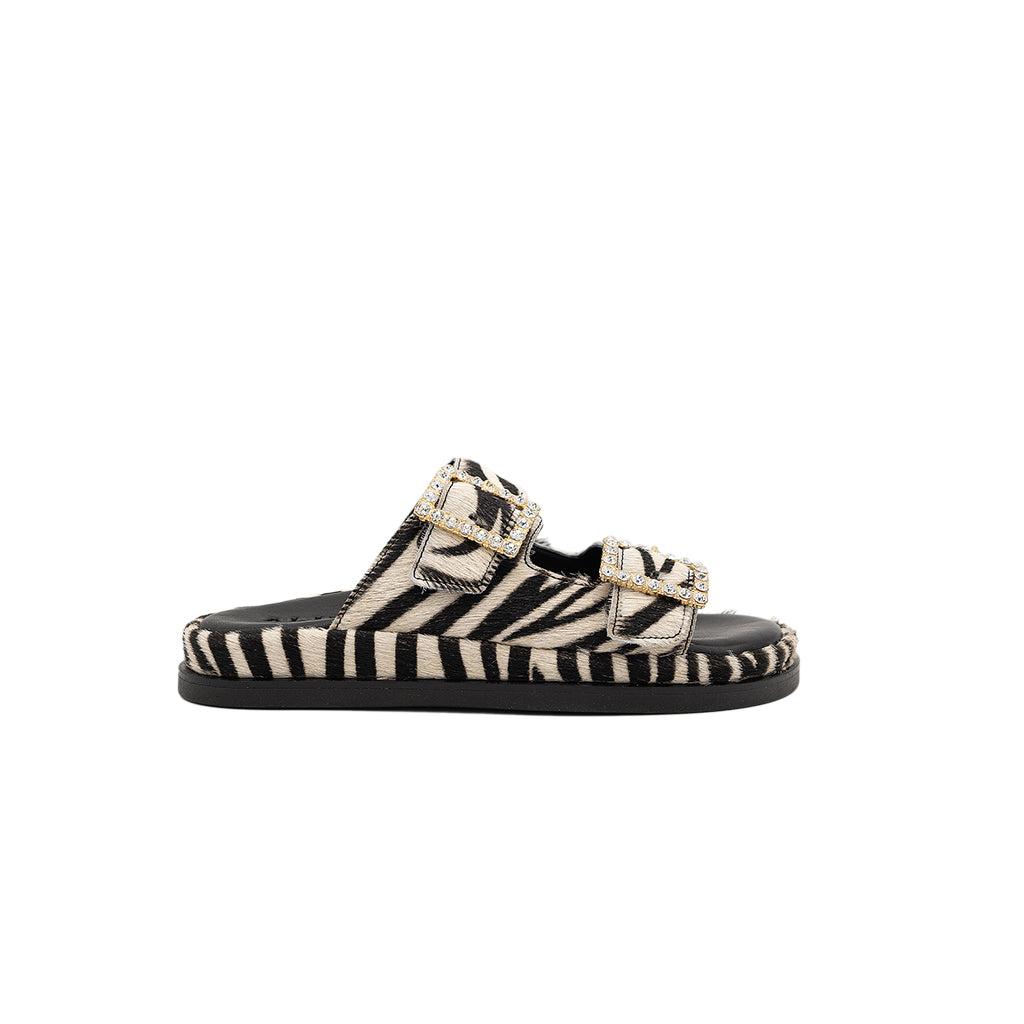 Greta - Zebra | Sandalias en Piel de Becerro