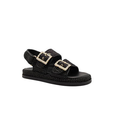 Maya - Black | Sandali in Rafia