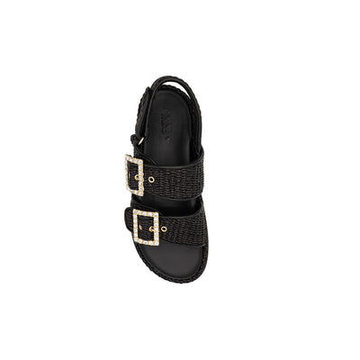 Maya - Black | Sandali in Rafia