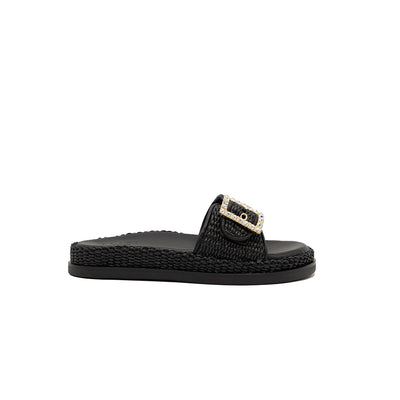 Nina - Noir | Sandales en raphia