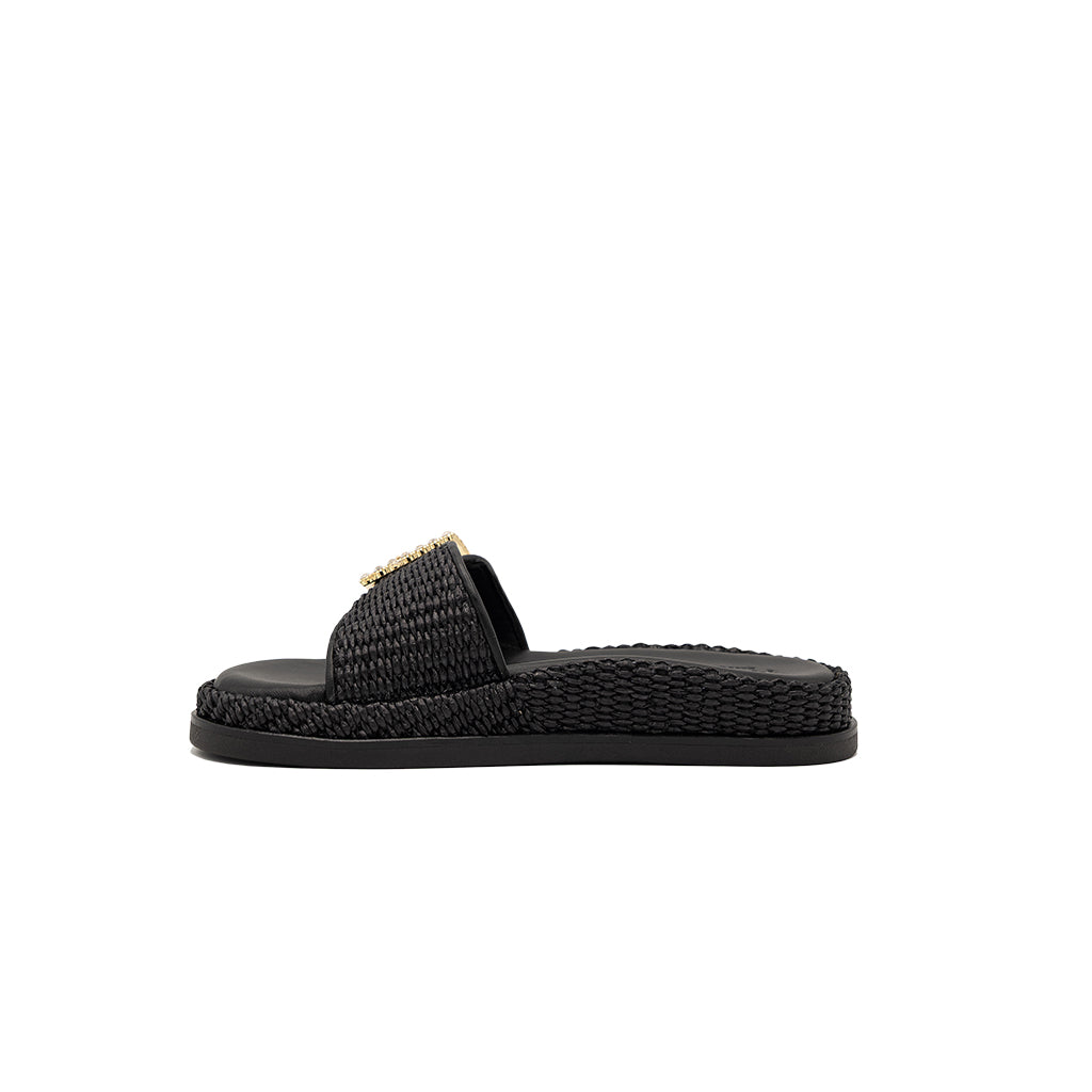 Nina - Noir | Sandales en raphia