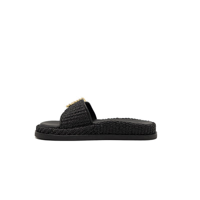 Nina - Noir | Sandales en raphia