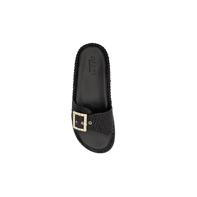 Nina - Noir | Sandales en raphia