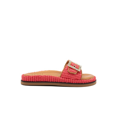 Nina - Coral | Sandalias en Rafia