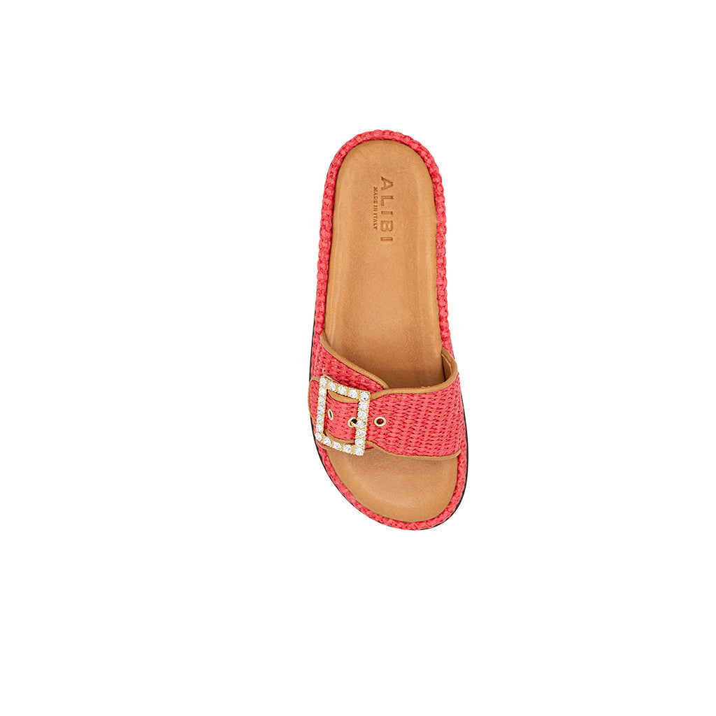 Nina - Coral | Sandalias en Rafia