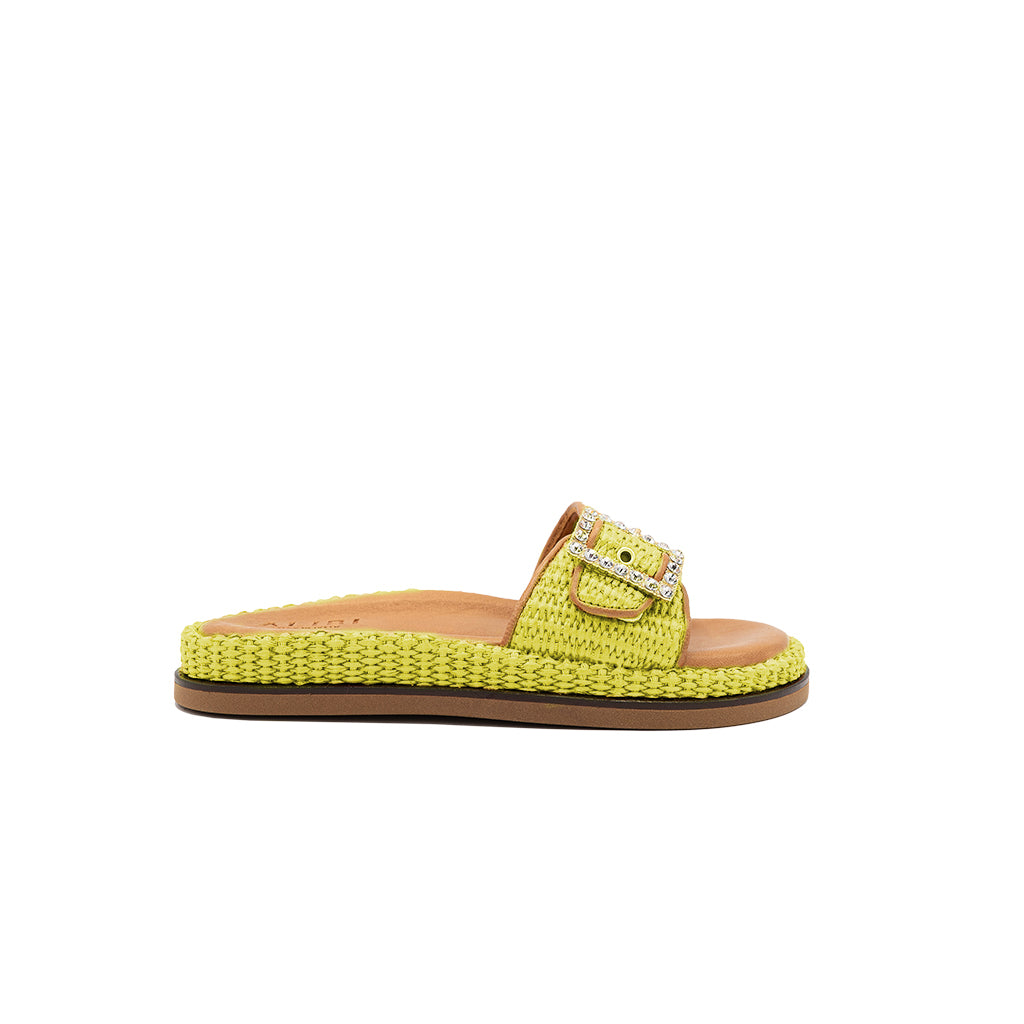 Nina - Lime | Sandalias en Rafia