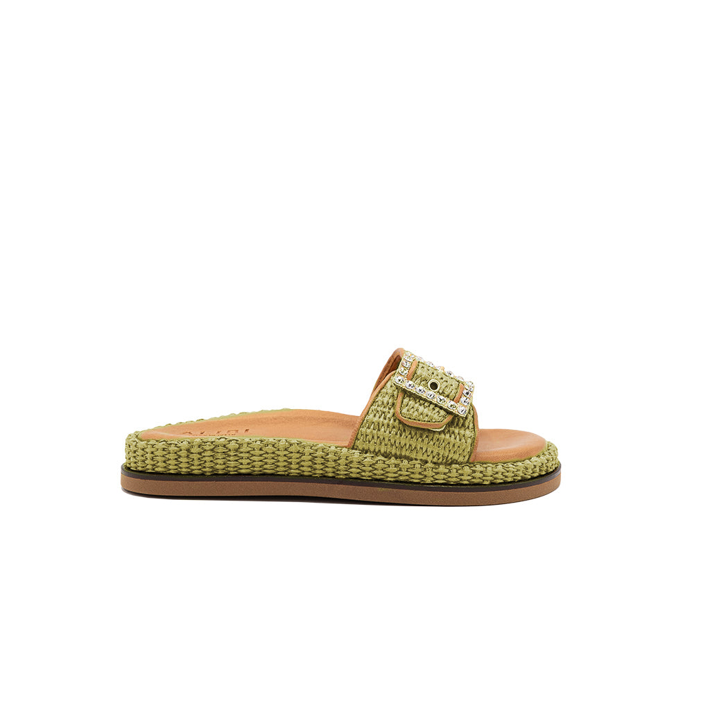 Nina - Olive | Sandalias en Rafia