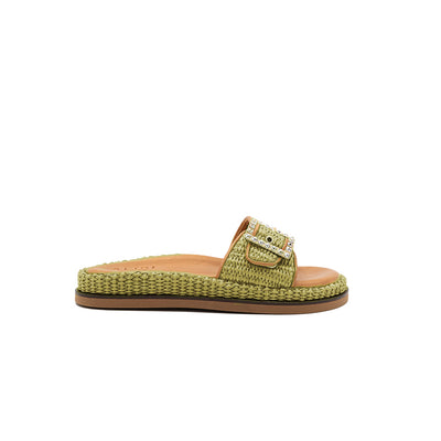 Nina - Olive | Sandalias en Rafia