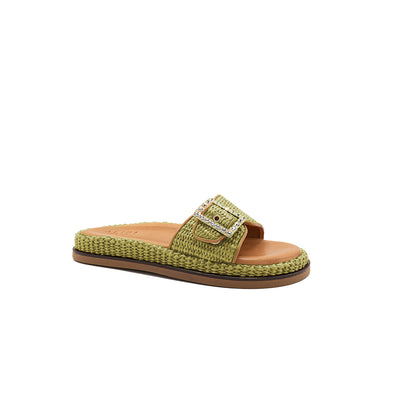 Nina - Olive | Sandalias en Rafia