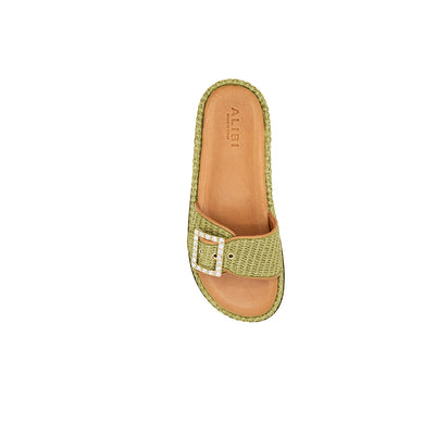 Nina - Olive | Sandalias en Rafia