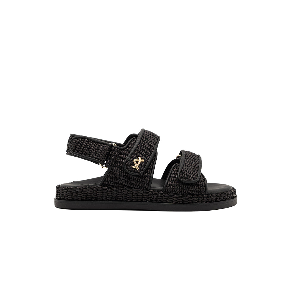 Vera - Black | Sandalias en Rafia