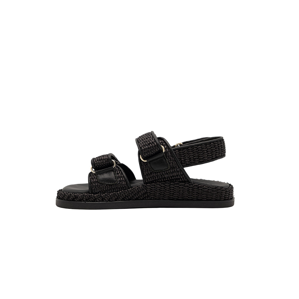 Vera - Black | Sandalias en Rafia