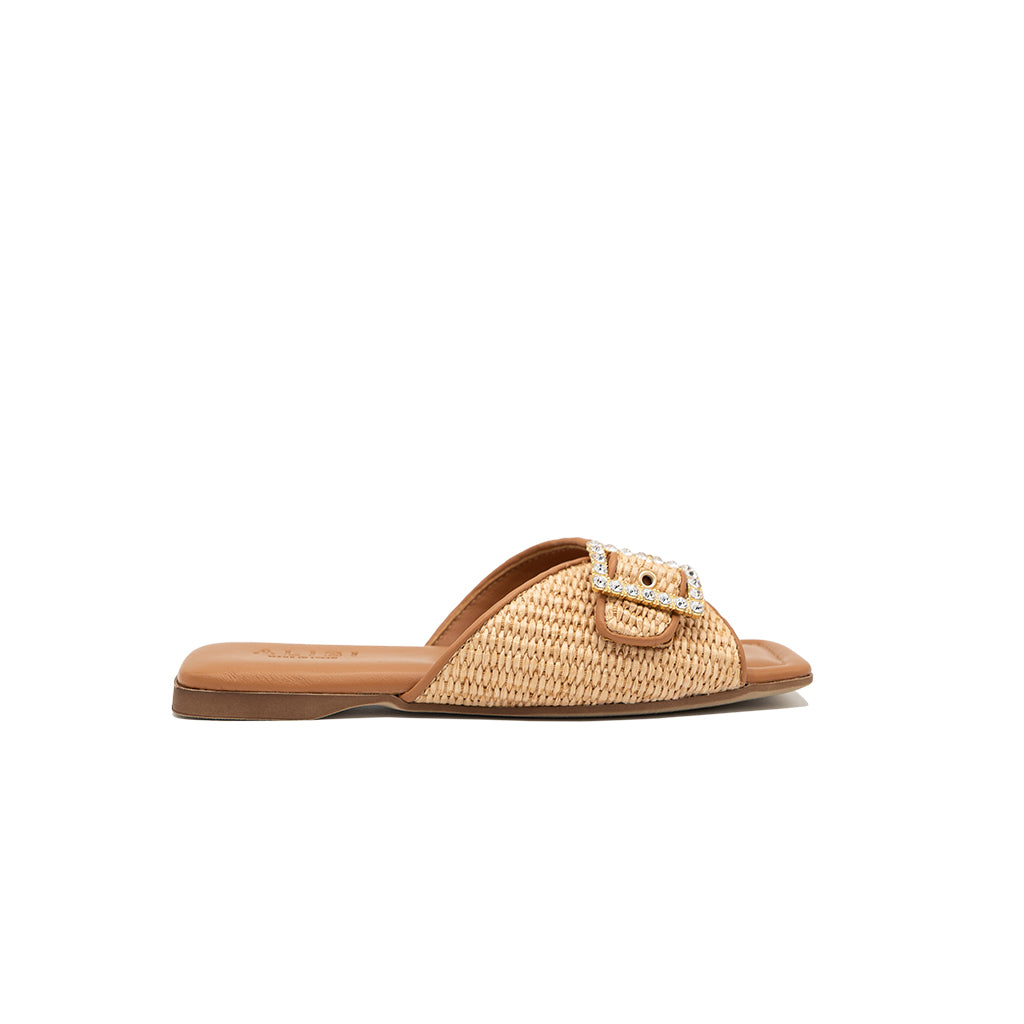 Aïda - Beige | Chaussons en raphia