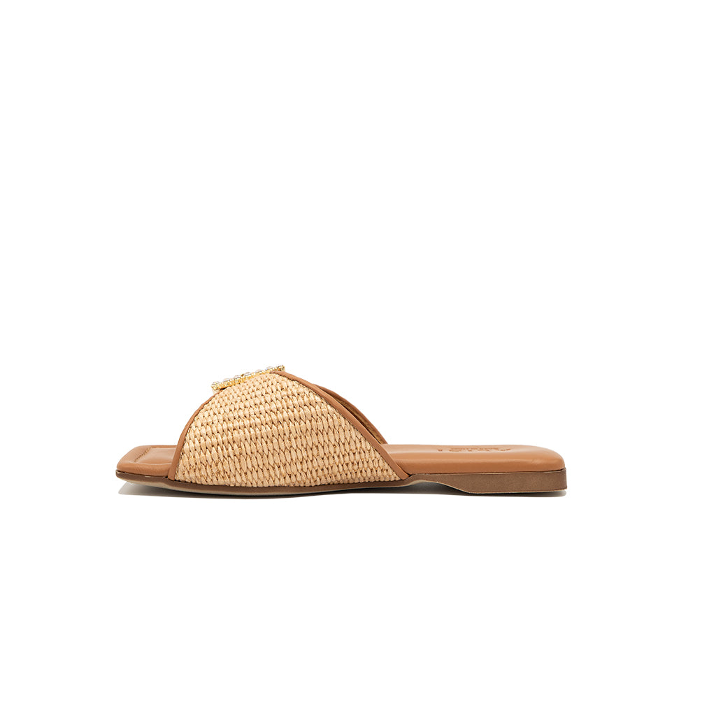 Aïda - Beige | Chaussons en raphia