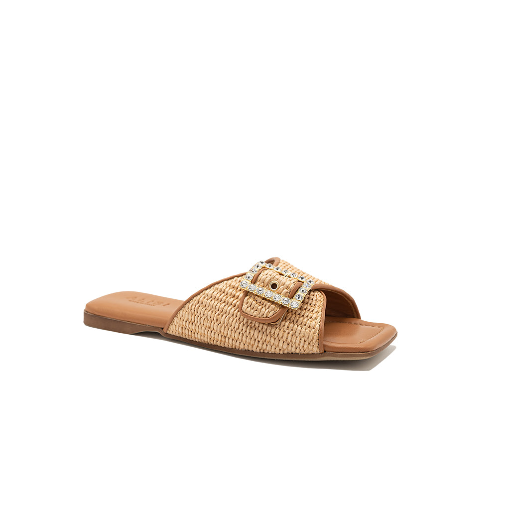 Aïda - Beige | Chaussons en raphia