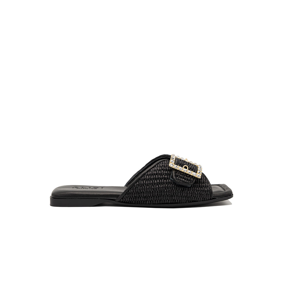 Aida - Noir | Chaussons en raphia