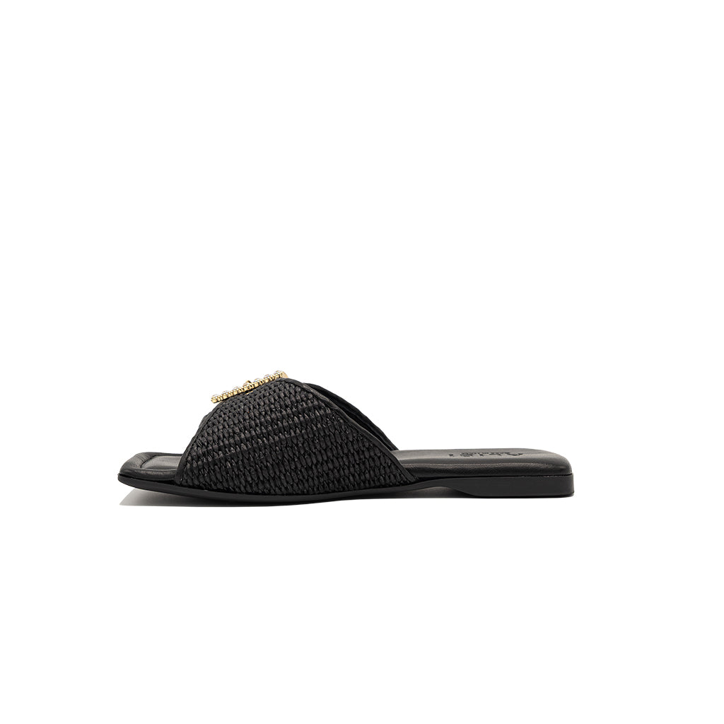 Aida - Noir | Chaussons en raphia