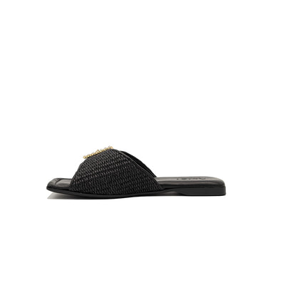 Aida - Noir | Chaussons en raphia
