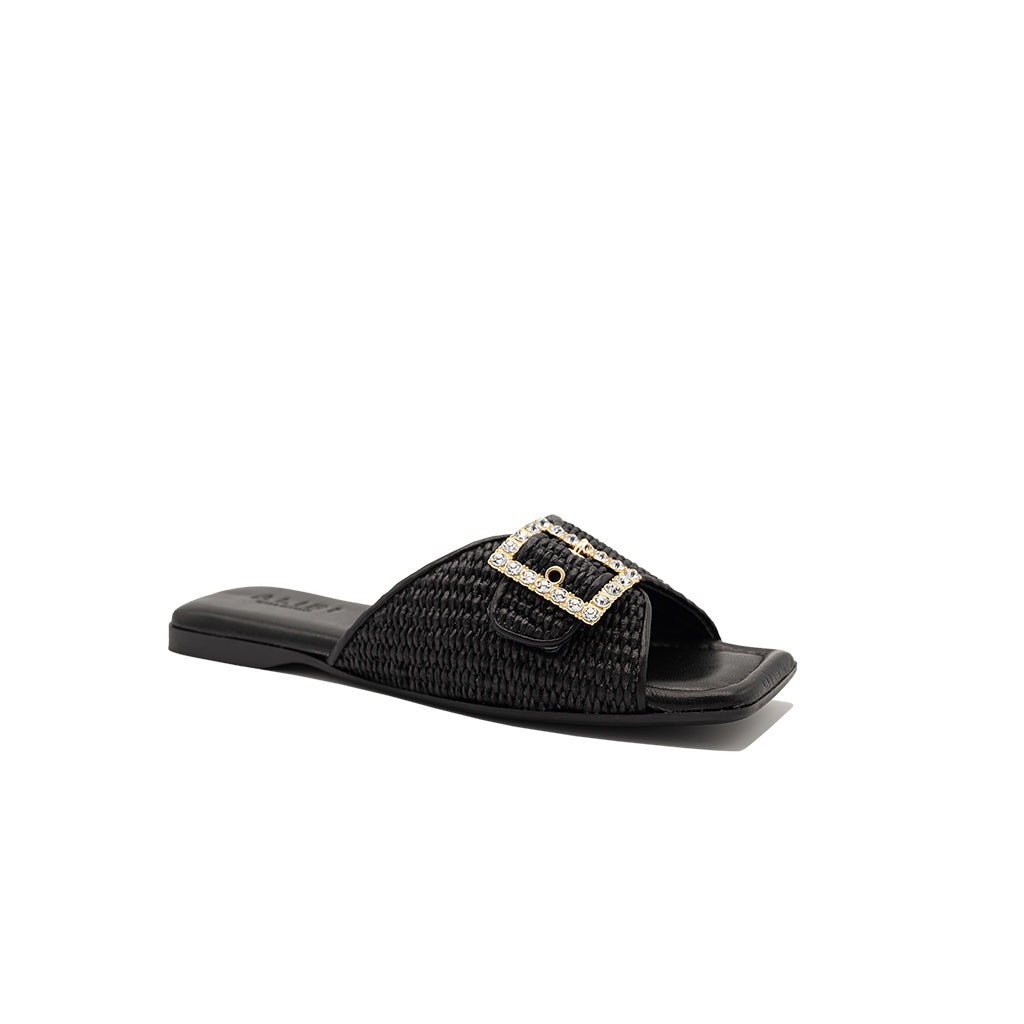 Aida - Noir | Chaussons en raphia