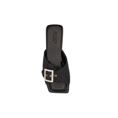 Aida - Noir | Chaussons en raphia