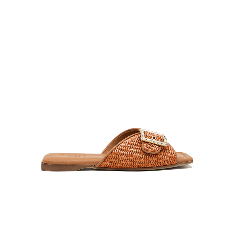 Aida - Brique | Chaussons en raphia
