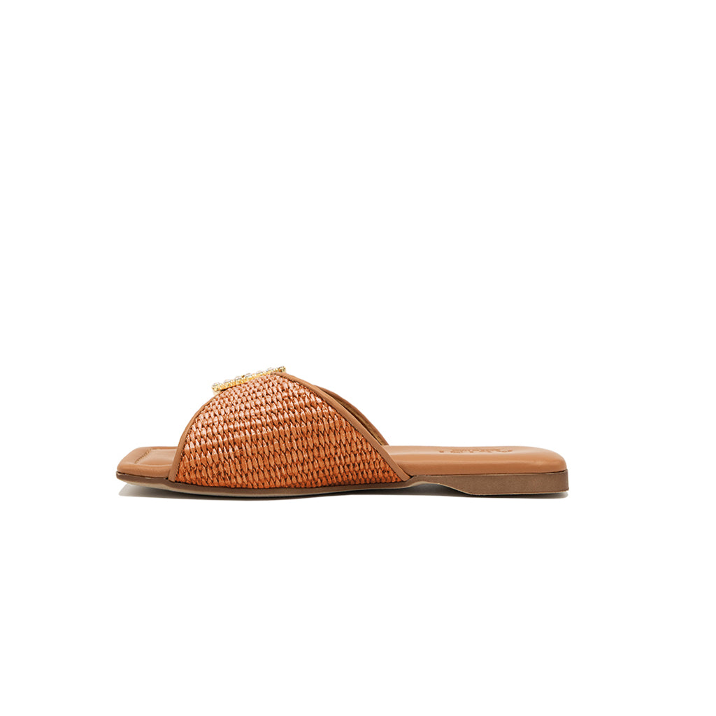 Aida - Brique | Chaussons en raphia