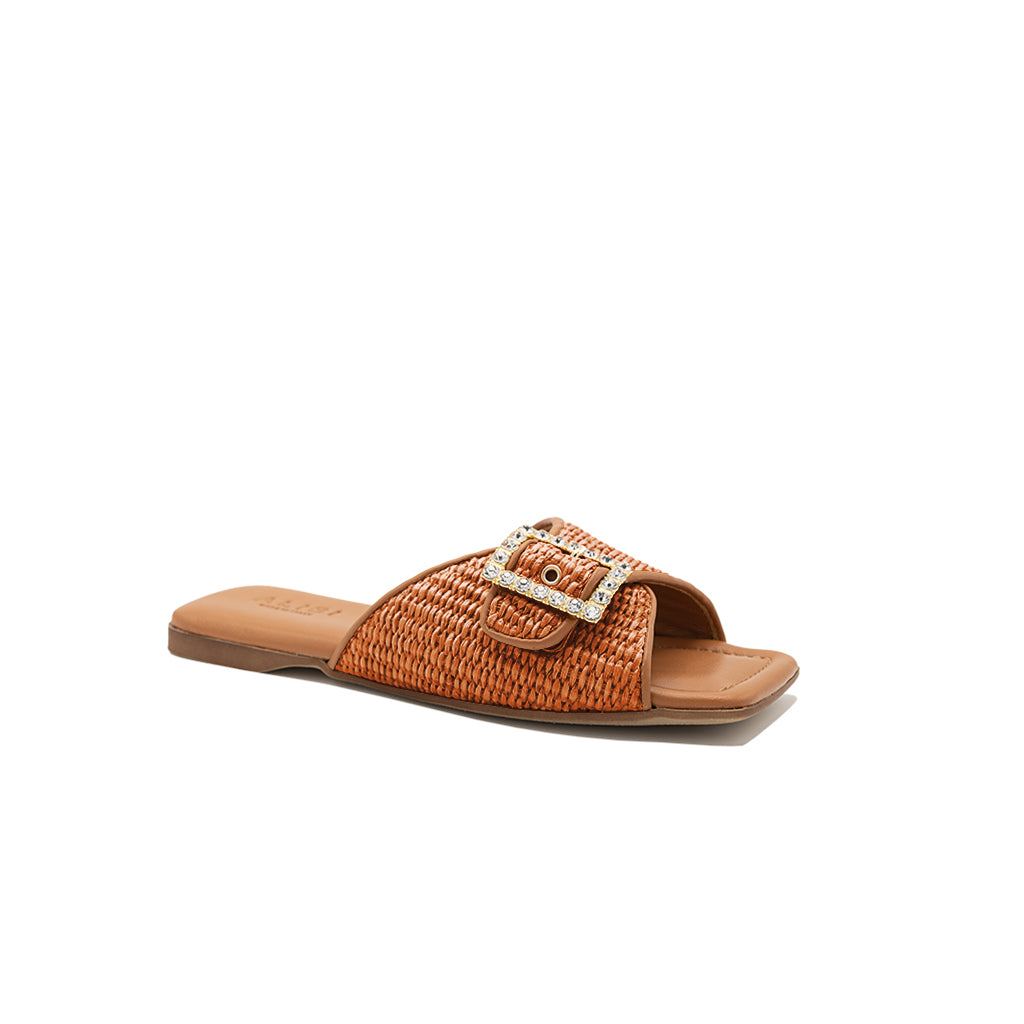 Aida - Brique | Chaussons en raphia