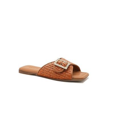 Aida - Brique | Chaussons en raphia