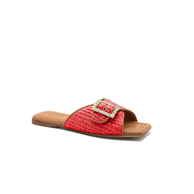 Aida - Corail | Chaussons en raphia