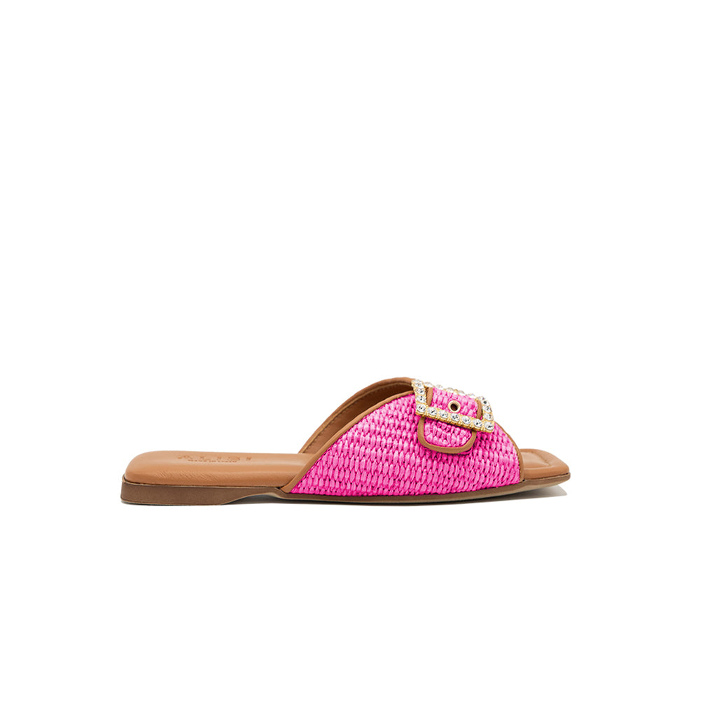 Aïda - Fuchsia | Chaussons en raphia