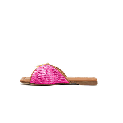 Aïda - Fuchsia | Chaussons en raphia