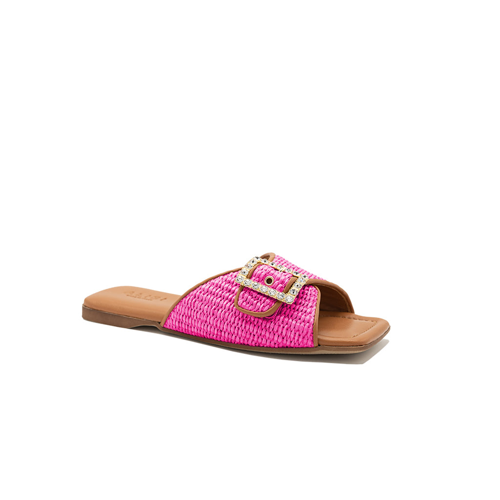 Aïda - Fuchsia | Chaussons en raphia