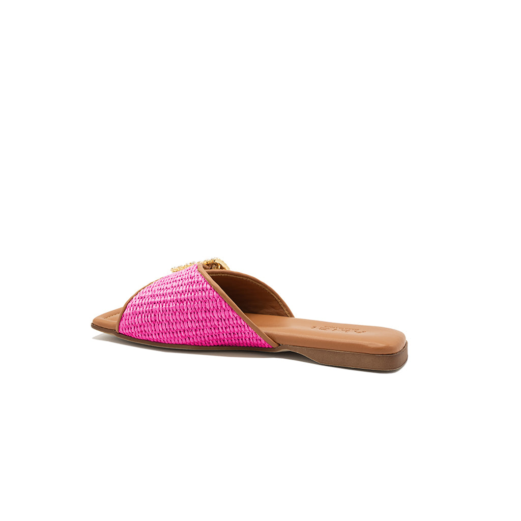Aïda - Fuchsia | Chaussons en raphia