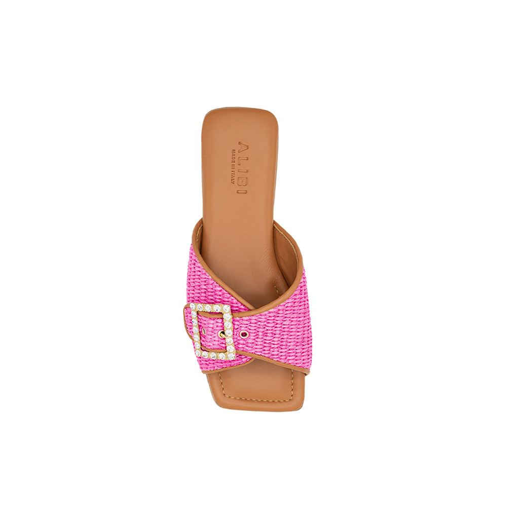Aïda - Fuchsia | Chaussons en raphia