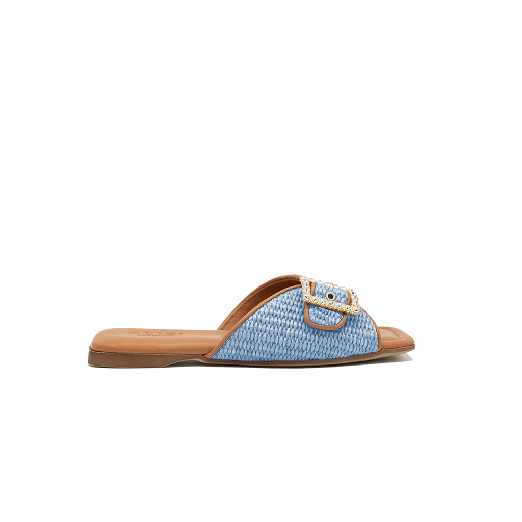 Aida - Bleu clair | Chaussons en raphia
