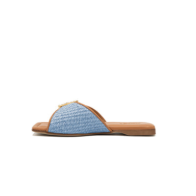 Aida - Bleu clair | Chaussons en raphia