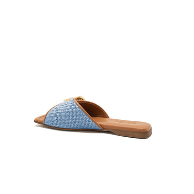 Aida - Bleu clair | Chaussons en raphia