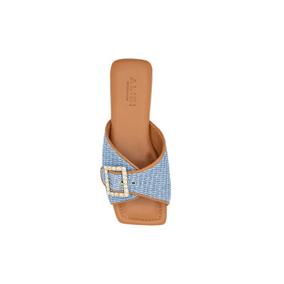 Aida - Bleu clair | Chaussons en raphia