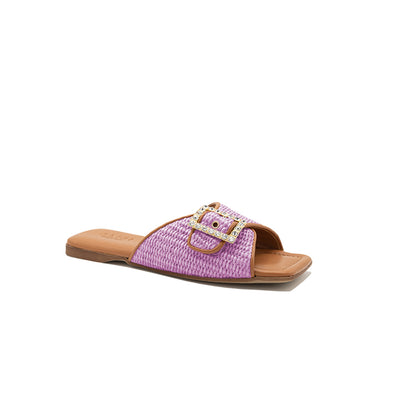 Aida - Lilas | Chaussons en raphia