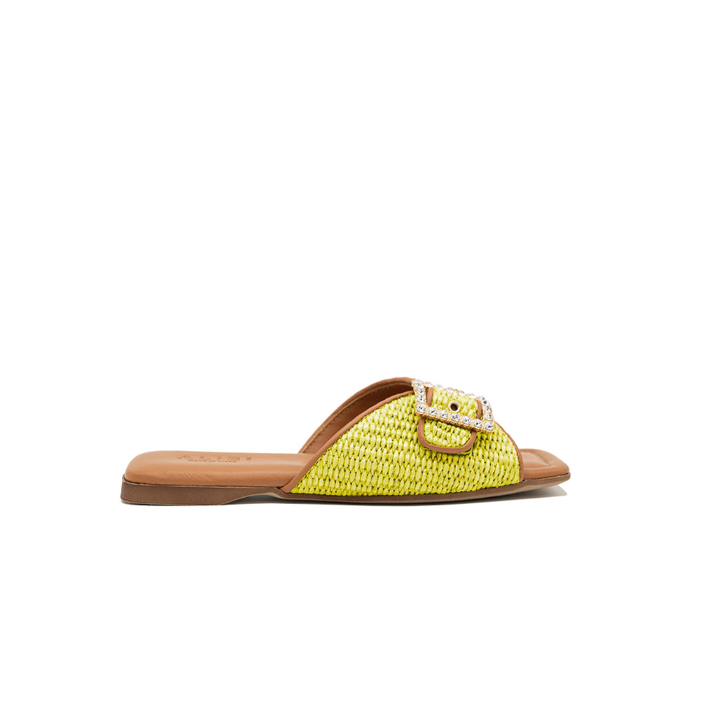 Aida - Citron vert | Chaussons en raphia