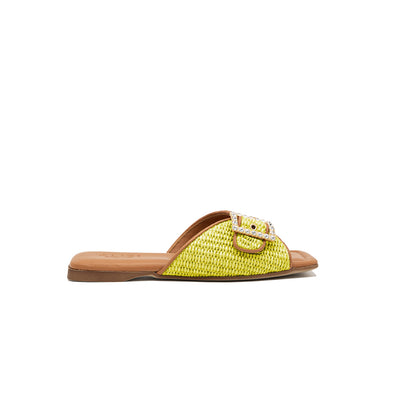 Aida - Citron vert | Chaussons en raphia