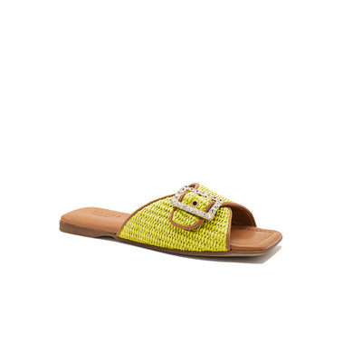Aida - Citron vert | Chaussons en raphia