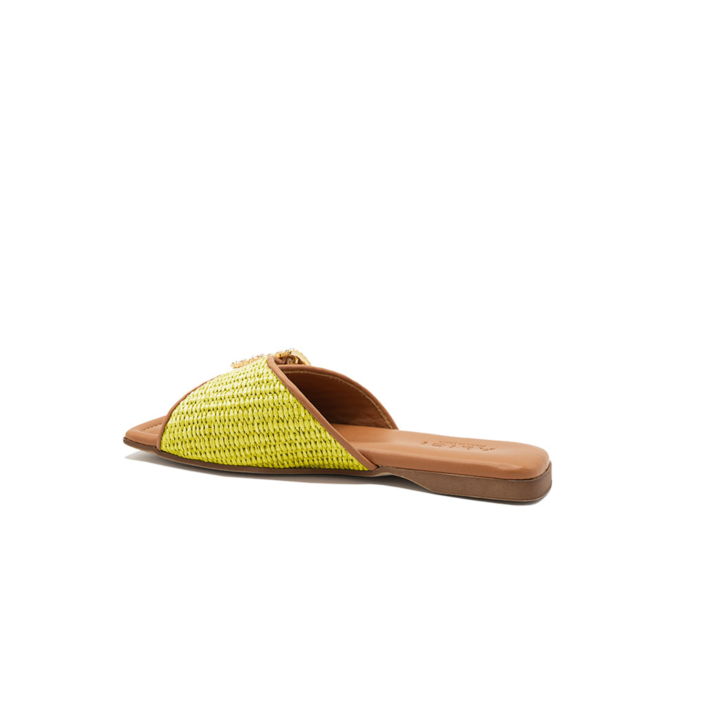 Aida - Citron vert | Chaussons en raphia