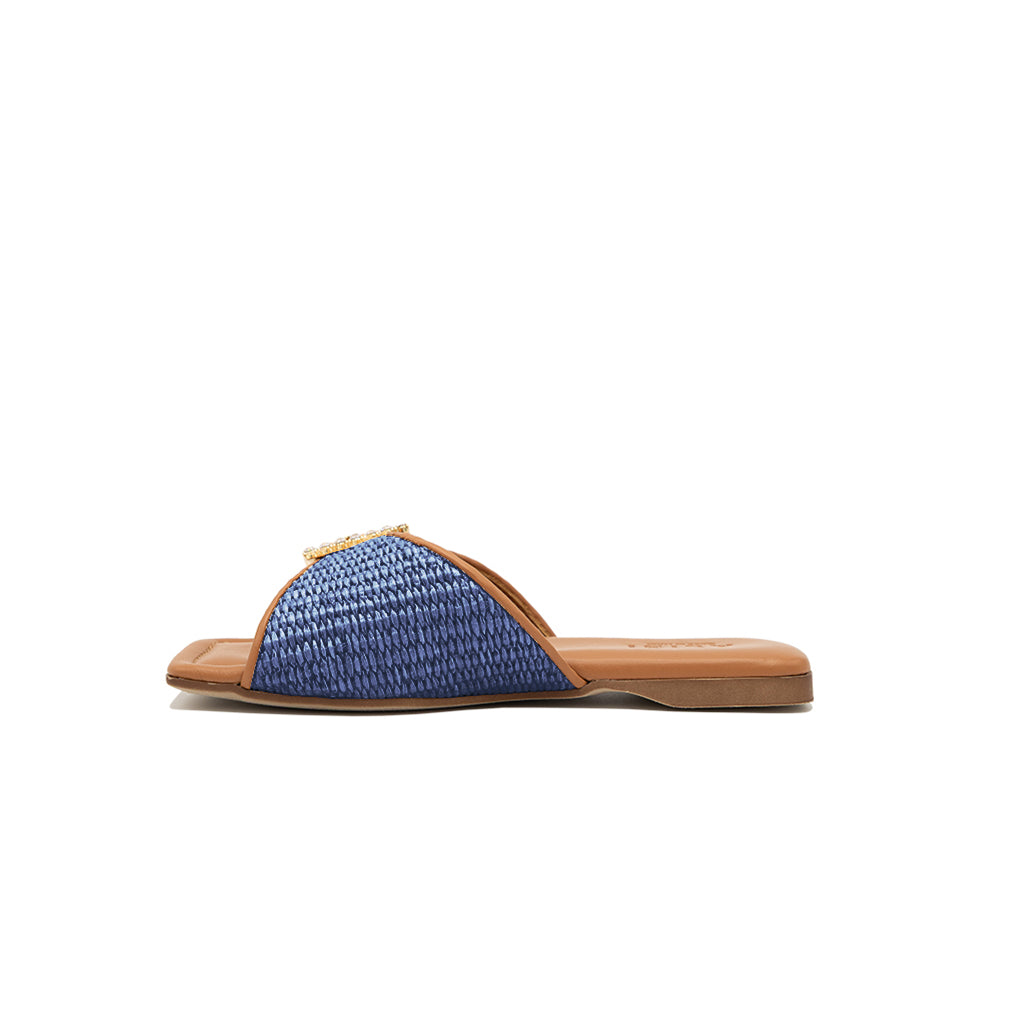 Aida - Marine | Chaussons en raphia