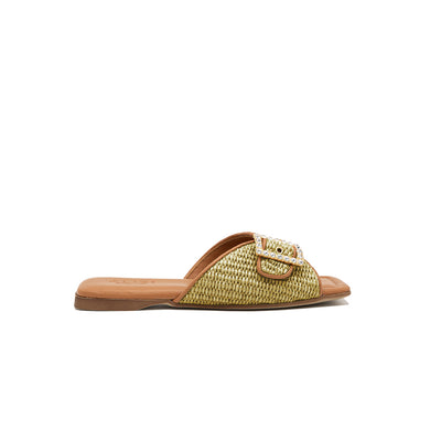 Aida - Olives | Chaussons en raphia