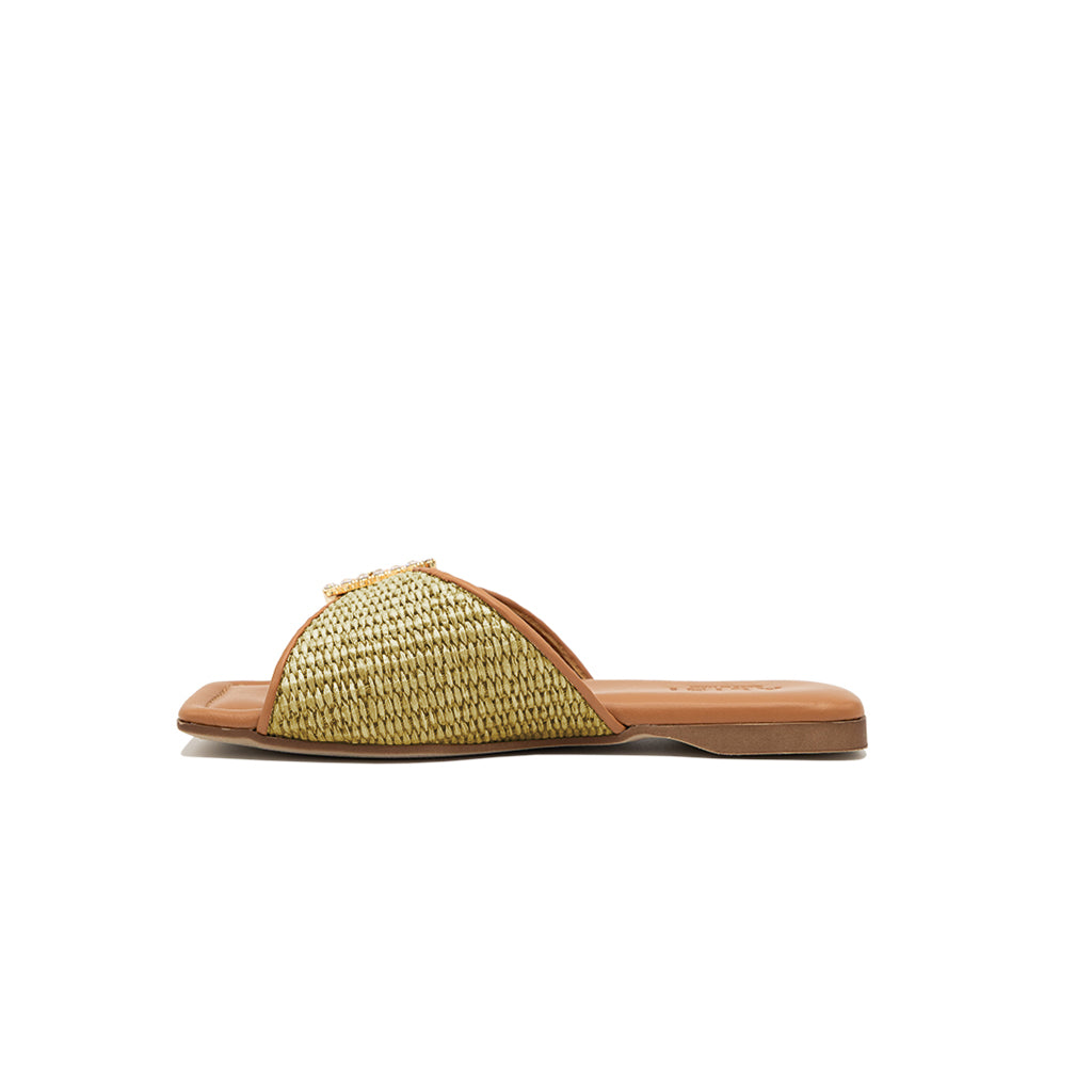 Aida - Olives | Chaussons en raphia