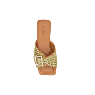 Aida - Olives | Chaussons en raphia