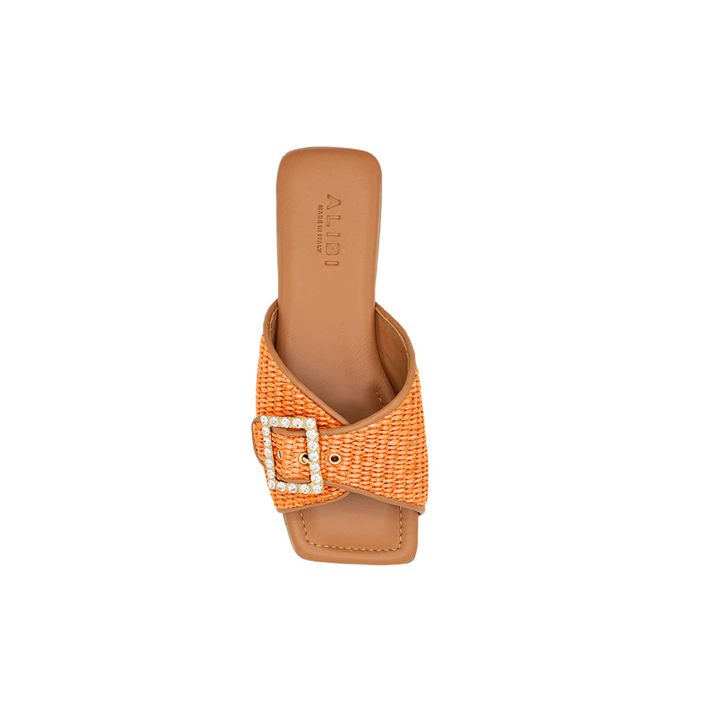 Aïda - Orange | Chaussons en raphia